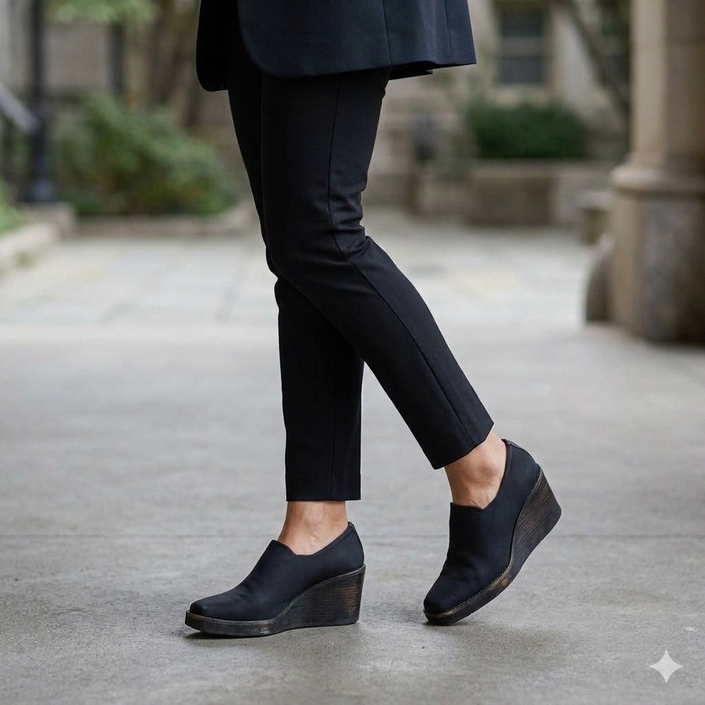Donald J Pliner Minimalist Wedge Booties Women 8M Black Stretch Slip On Shoes